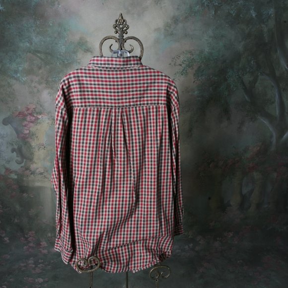 Roundtree and Yorke Mens Plaid Button Down Long Sleeve Shirt 2XL Green Red Khaki - Picture 6 of 6